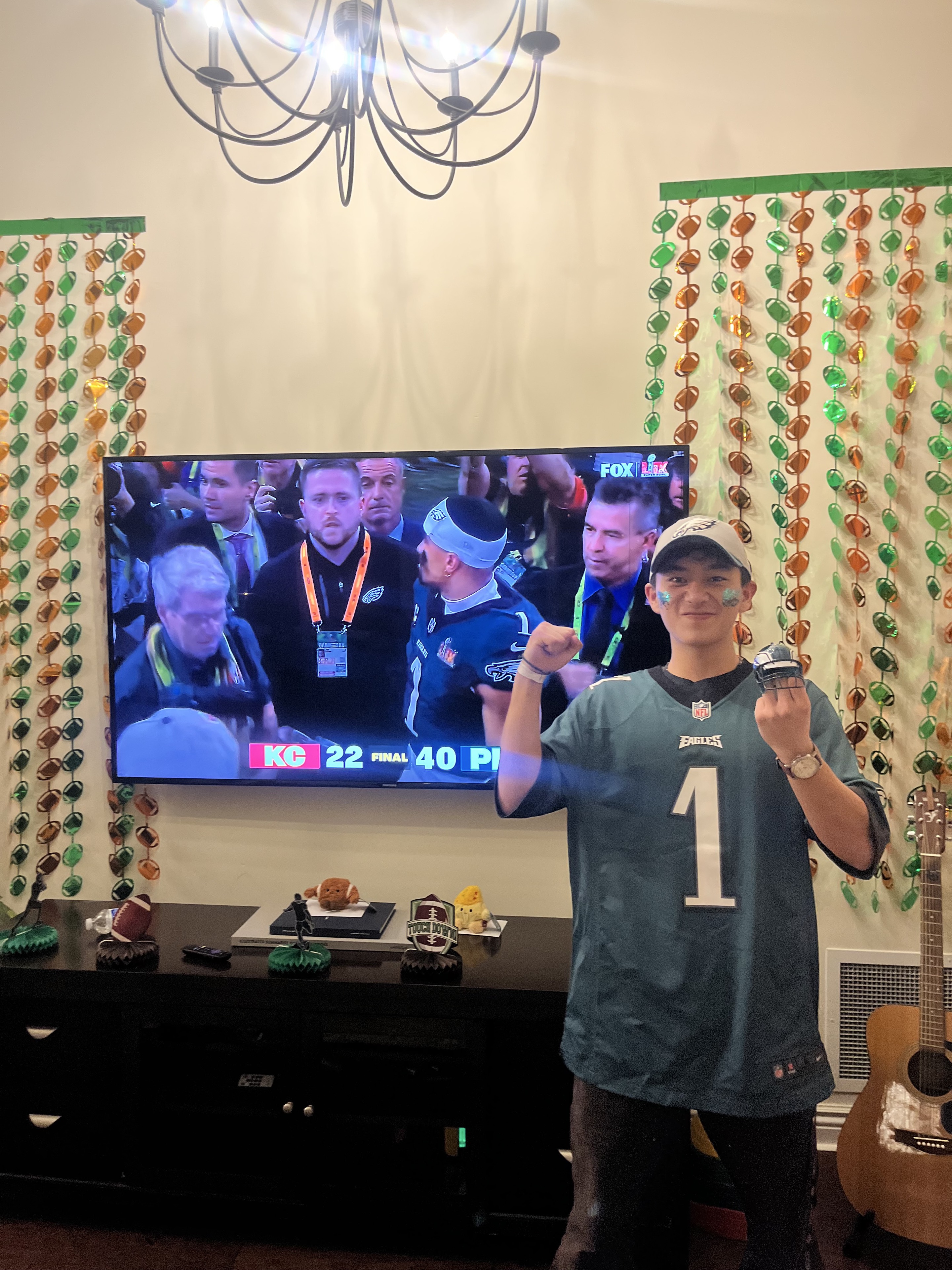 Vince celebrating an Eagles championship win